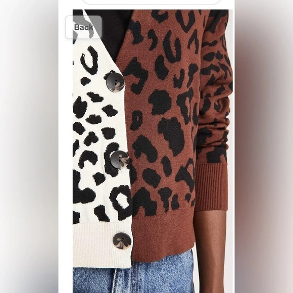 525 Womens Mixed Leopard Cardigan Sweater Size M - Picture 3 of 11